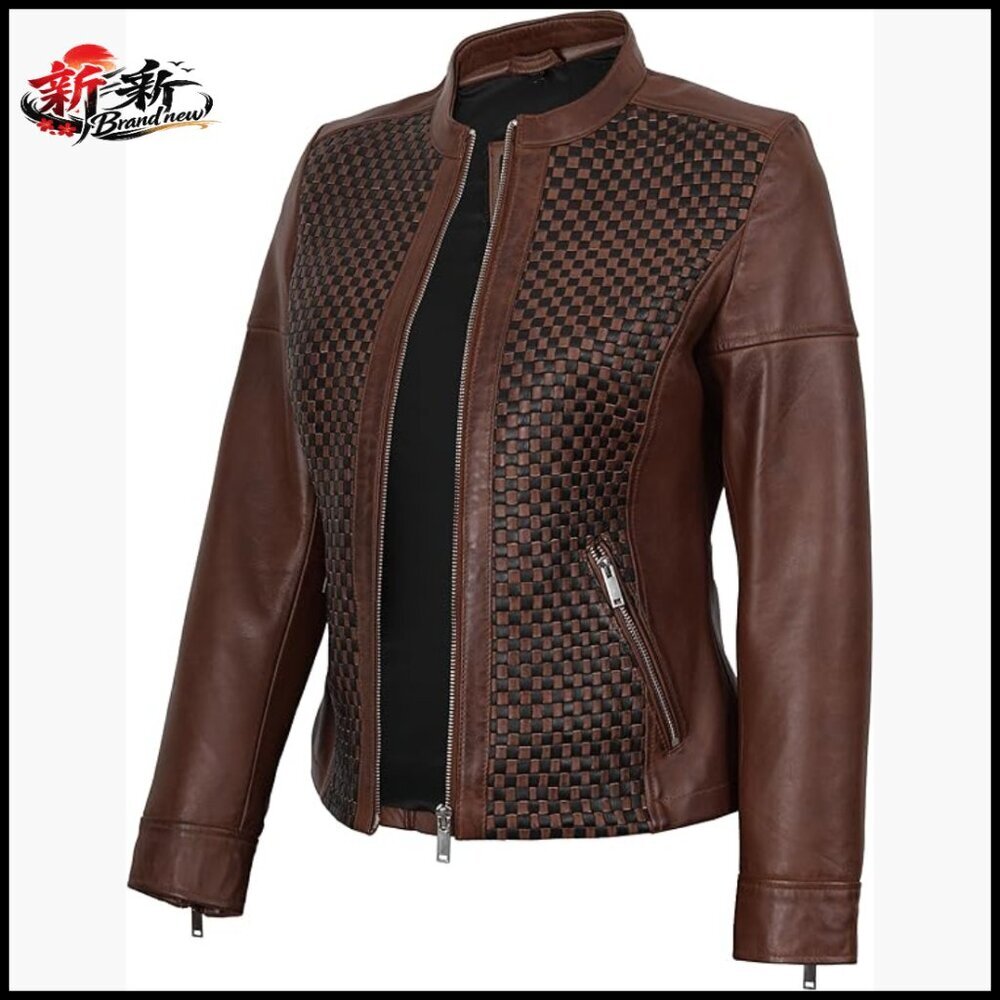 Real Lambskin Leather Jacket Women Stand Collar Casual Outerwear